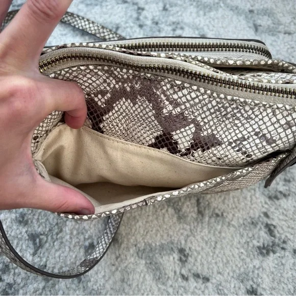 Margot New York Molly Crossbody Leather Bag Snake Skin Print - Picture 4 of 14